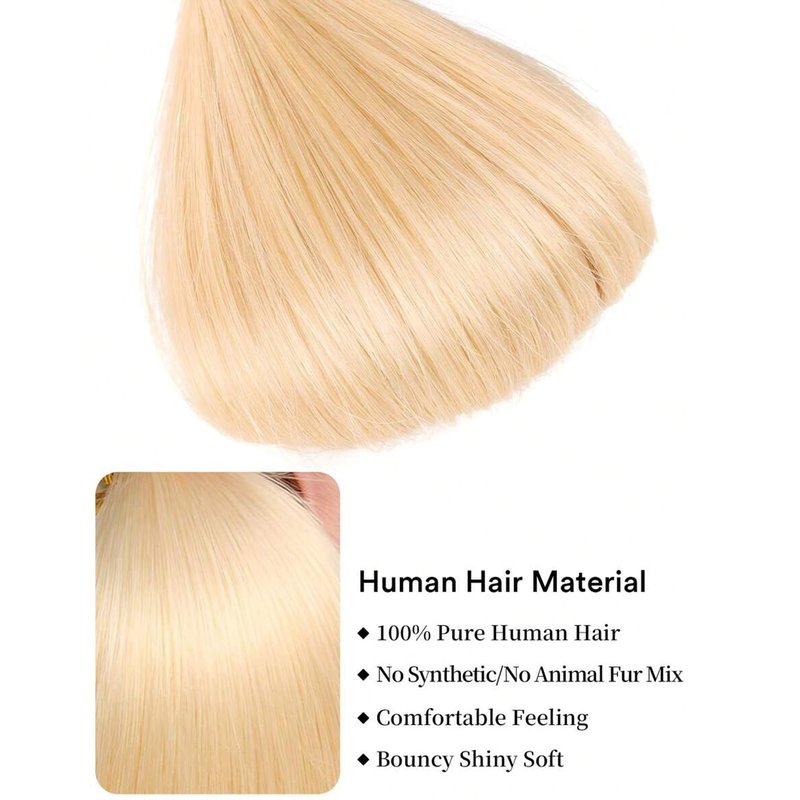613 Bundles Human Hair Extensions 100g/Bundle 613 Color Real Human Hair Extensions For Women Light Blonde Color Human Hair Bundles 2-3set Can Be Full Head (Straight Hair, 18 Inch)