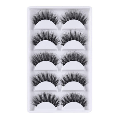 3D False Eyelashes, 3D Faux Mink Fake Eyelashes Handmade Dramatic Thick Crossed Cluster False Eyelashes Black Nature Fluffy Long Soft Reusable,Style 1 (5 Pairs)