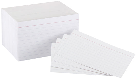 Amazon Basics Paper Flash Ruled Index Note Cards, Heavy Weight, White, 3 x 5 Inch Card, 300 Count, 100 Pack of 3