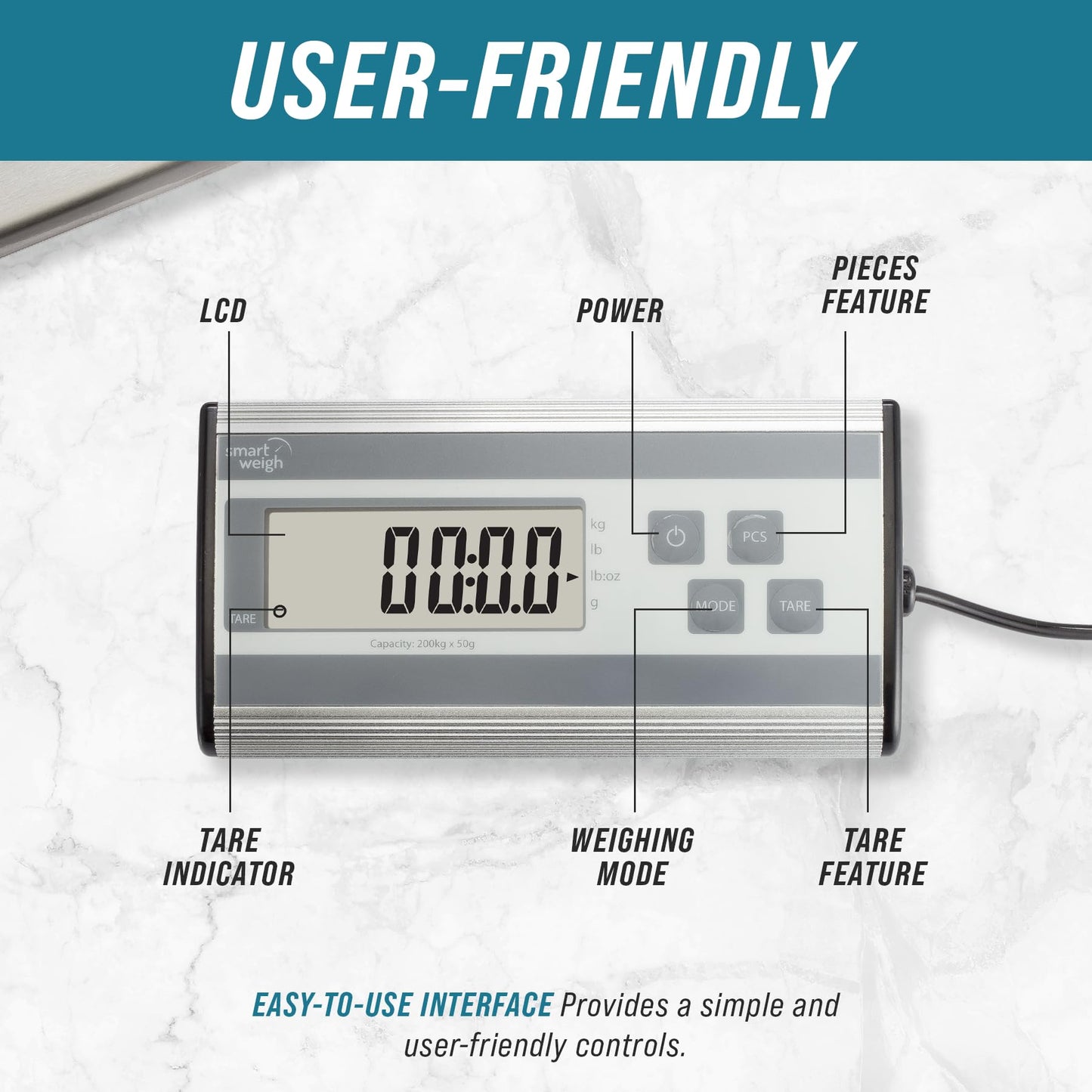 Smart Weigh 440lbs x 6 oz. Digital Heavy Duty Shipping and Postal Scale, with Durable Stainless Steel Large Platform, UPS USPS Post Office Postal Scale and Luggage Scale
