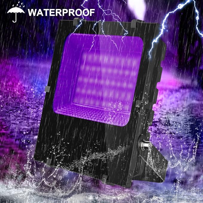 200W LED Black Lights Outdoor - IP66 Waterproof Black Light Flood Light UV Blacklight Floodlight 395nm Blacklights Spotlight UV Lights Lamp for Glow Party Large Space, Halloween Decor (2 Pack)