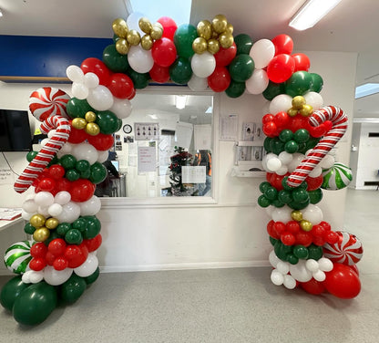 ADOINBY Christmas Balloon Arch Kit, 148Pcs Red, White, Green, Candy Cane, Gift Box, Red Candy, Red Star Party Balloon Garland Kit for Xmas Christmas New Year Birthday Party Decorations Supplies