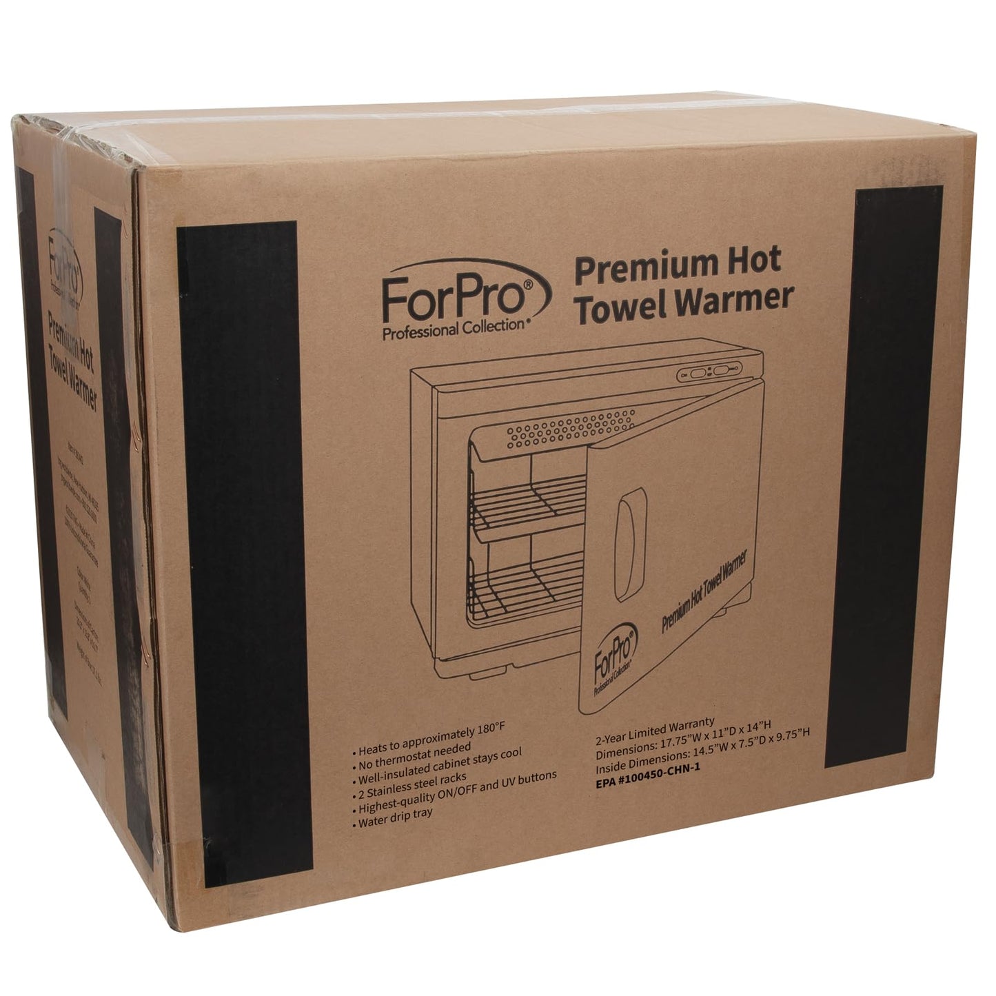 ForPro Professional Collection Premium Hot Towel Warmer, 23L Extra Large Capacity, Two Stainless Steel Racks, Black
