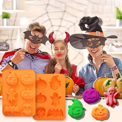 EFIVS ARTS Pumpkin Silicone Mold Bat Skull Ghost Shape DIY Mold for Chocolate Fondant Cookies and Candles Soap Molds Silicone Baking Mold