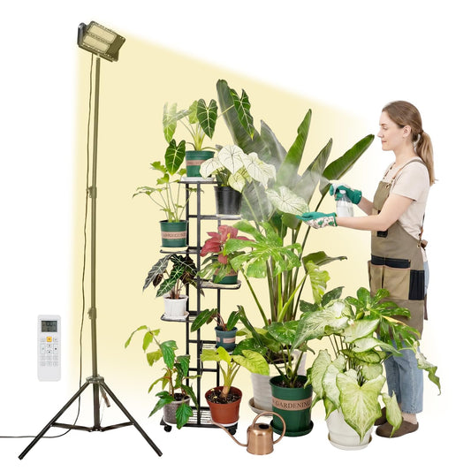 SANSI Grow Lights for Indoor Plants, 100W Dimmable Plant Lights for Indoor Growing, IP65 Full Spectrum High PPFD 10klm 38"-80" Adjustable Tall Standing Grow Light with Auto On/Off Timer Remote Control