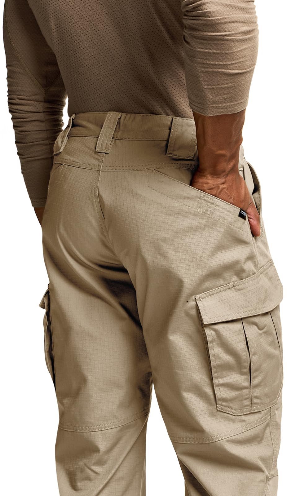 CQR Men's Tactical Pants, Water Resistant Ripstop Cargo Pants, Lightweight EDC Work Hiking Pants, Outdoor Apparel, Raider Mag Pocket Khaki, 36W x 34L