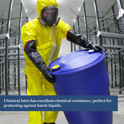 Haiou Chemical Protective Gloves for Men - Industrial, Long Waterproof, Heavy Duty Acid-Alkali Work Gauntlets (22")