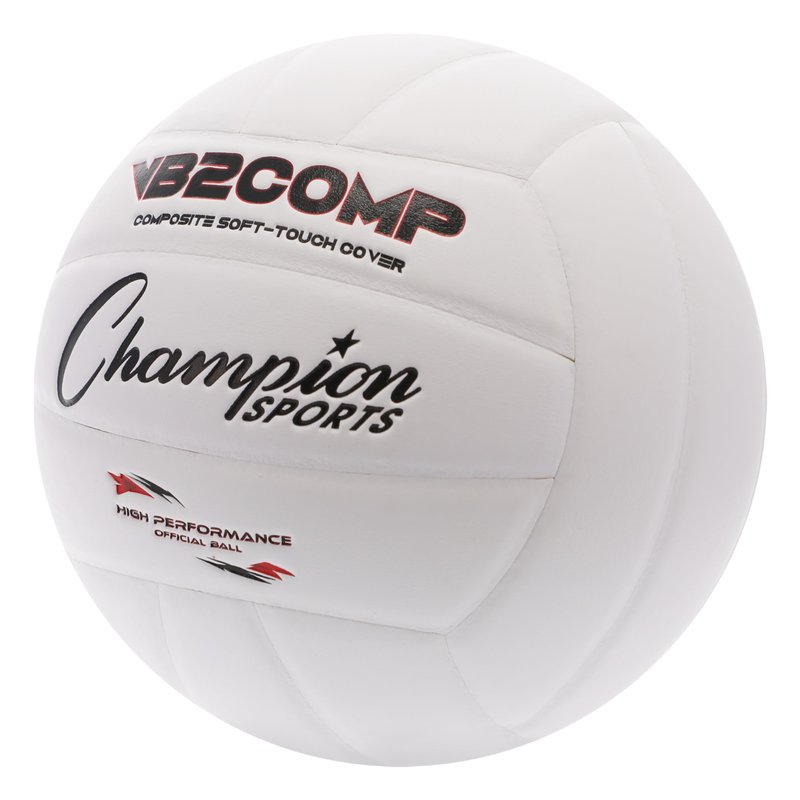 Champion Sports VB Pro Comp Indoor Volleyball – Official Size, Soft-Touch Composite Leather, White