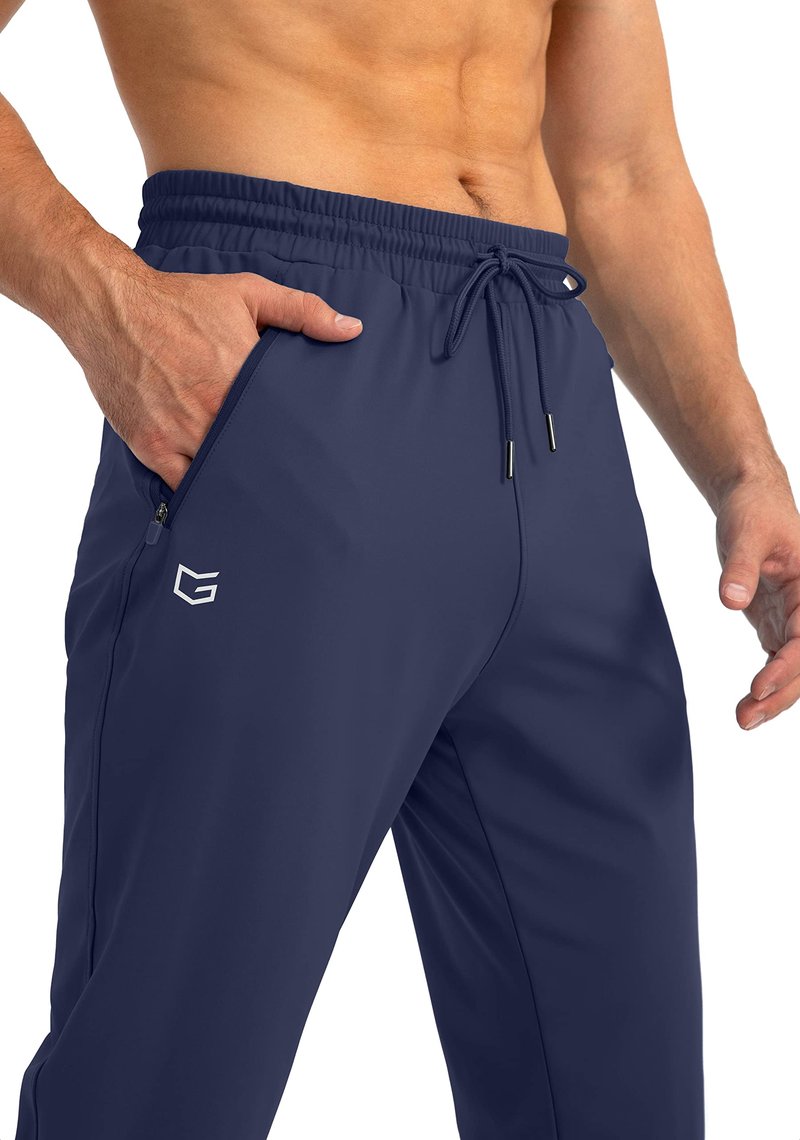 G Gradual Men's Sweatpants with Zipper Pockets Tapered Joggers for Men Athletic Pants for Workout, Jogging, Running (Navy, Small)
