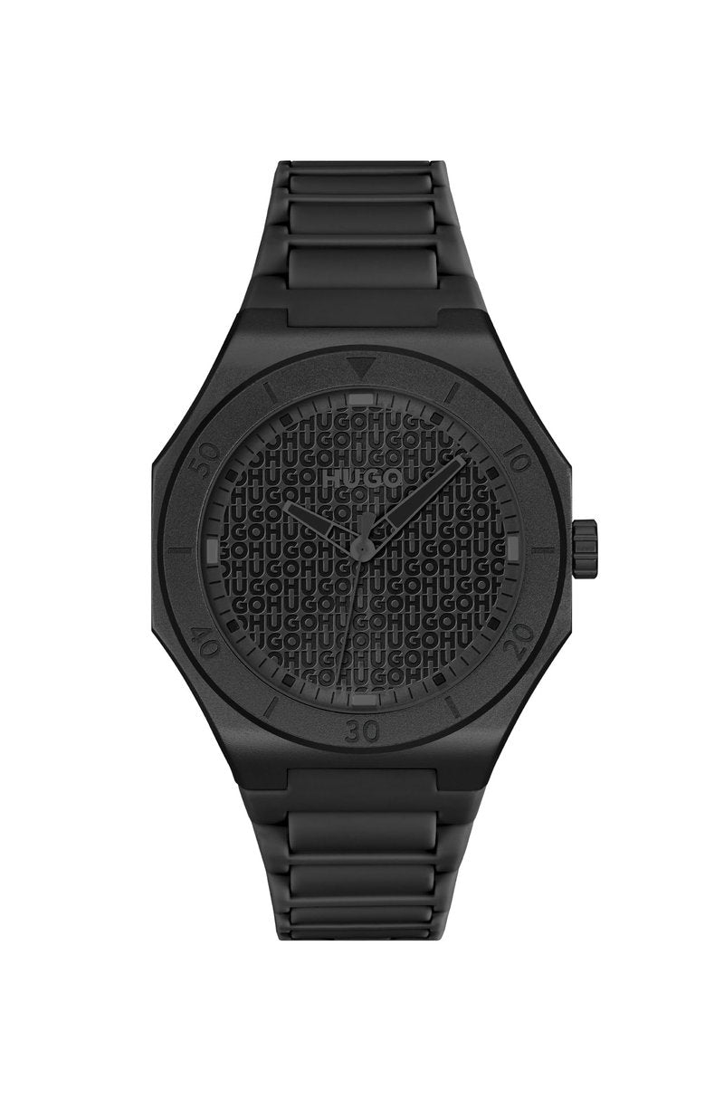 HUGO Men's #Grail Light Watch – Ultra-Light Aluminum Case, Monochrome Design, Soft Silicone Strap, Quartz Movement, Contemporary Three-Hand Timepiece - Gift for Him