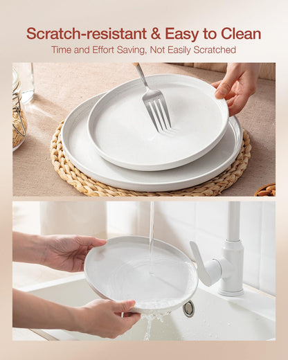 Famiware Milkyway Plates and Bowls Set, 12 Pieces Dinnerware Sets, Dishes Set for 4, White