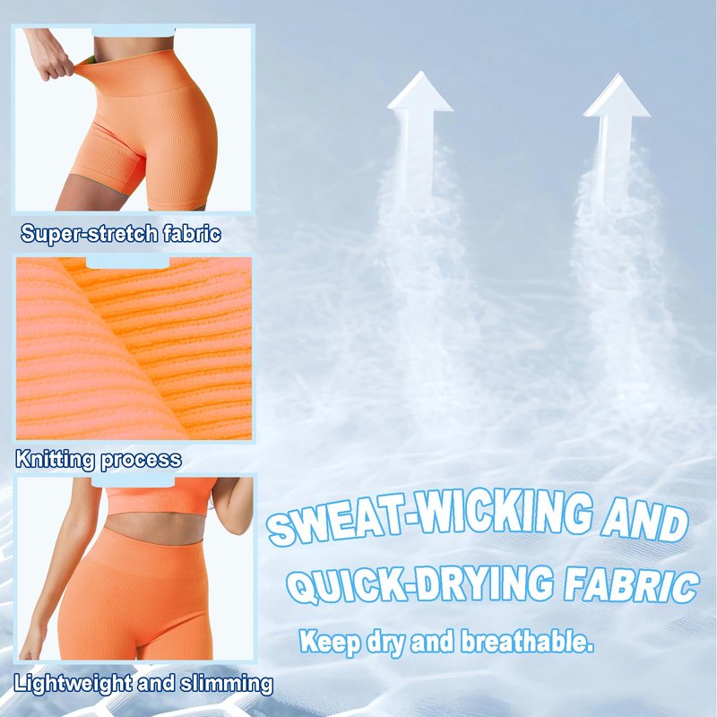 WXUP HOPS Women Athletic Shorts-High Waisted Butt Lifting Workout Pants-Seamless Scrunch Biker Shorts for Gym,Yoga,and Running(Orange M)