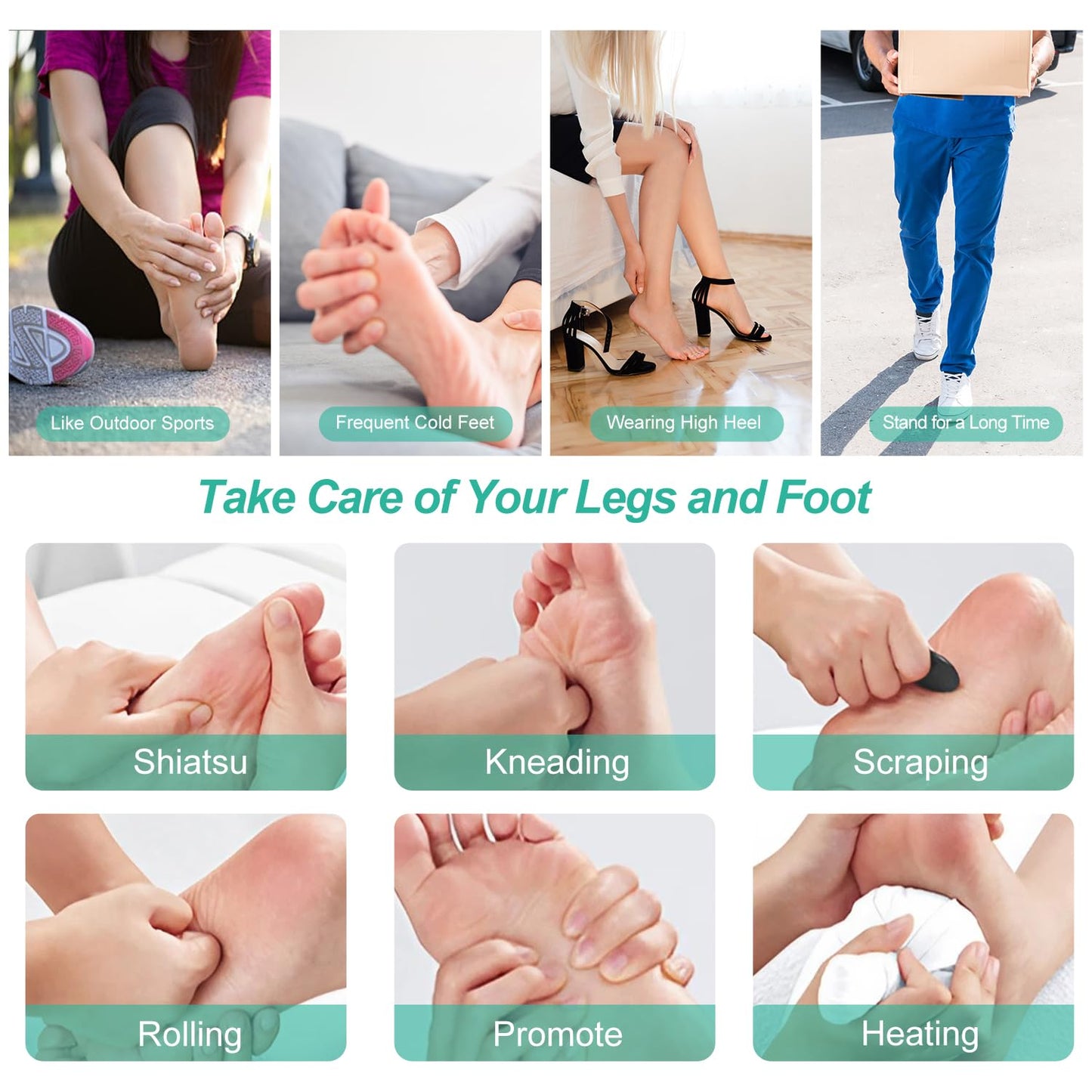 Foot Massager with Heat, Electric Kneading Plantar Fasciitis Treatment Machine, Circulation and Pain Relief for Foot and Calf Massage, Gifts for Dad, Mom and Lover