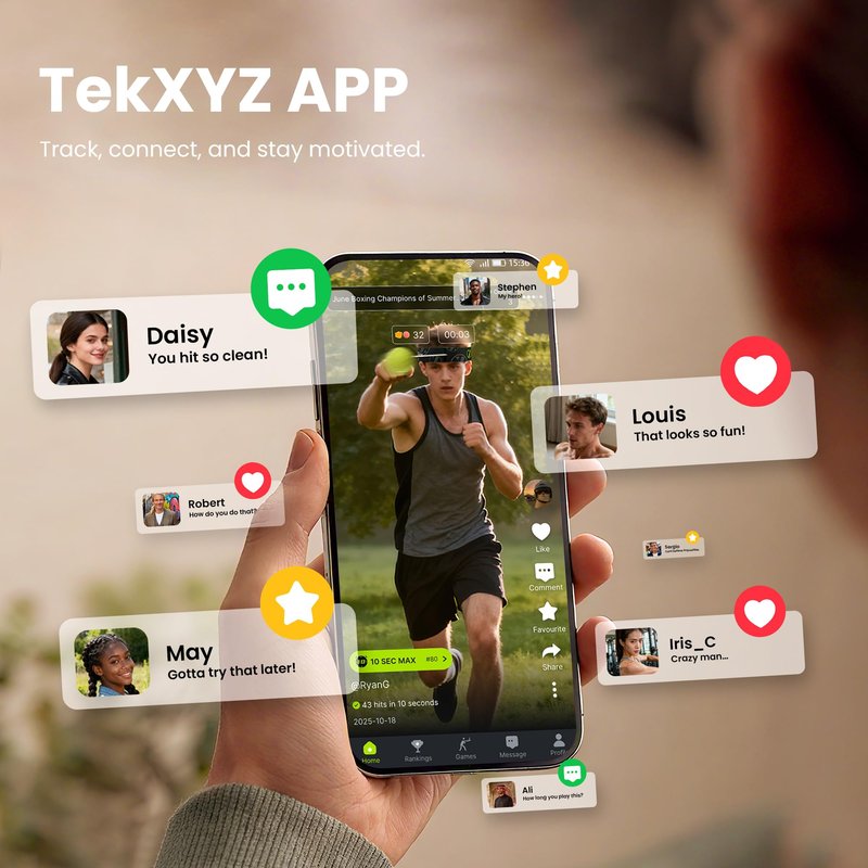 TEKXYZ® Reflex Ball Family Pack with Counter App | Online Community for Boxing Ball, Ideal for Coordination, Punching, Stress Relief, Home Workouts & Fitness | Stocking Stuffer Gift for All Ages