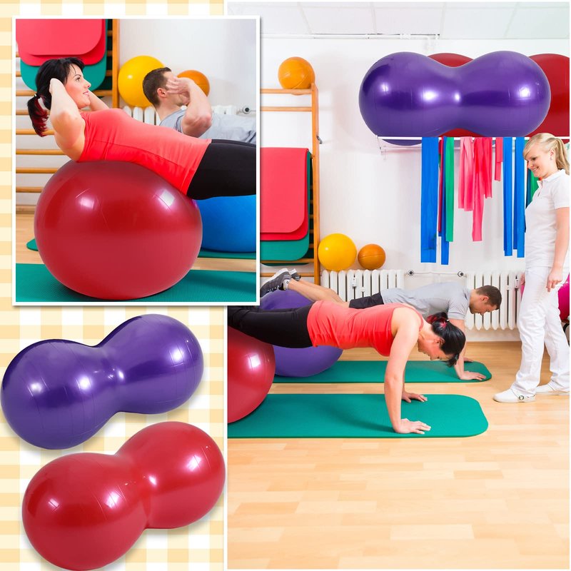 Outus 2 Pcs Peanut Ball 35 x 17.7 Inch Balance Stability Sitting Ball Yoga Ball Chair Exercise Ball Pump Sensory Seat Sensory Room Equipment for Autistic Kids Physical Therapy Core Strength Training