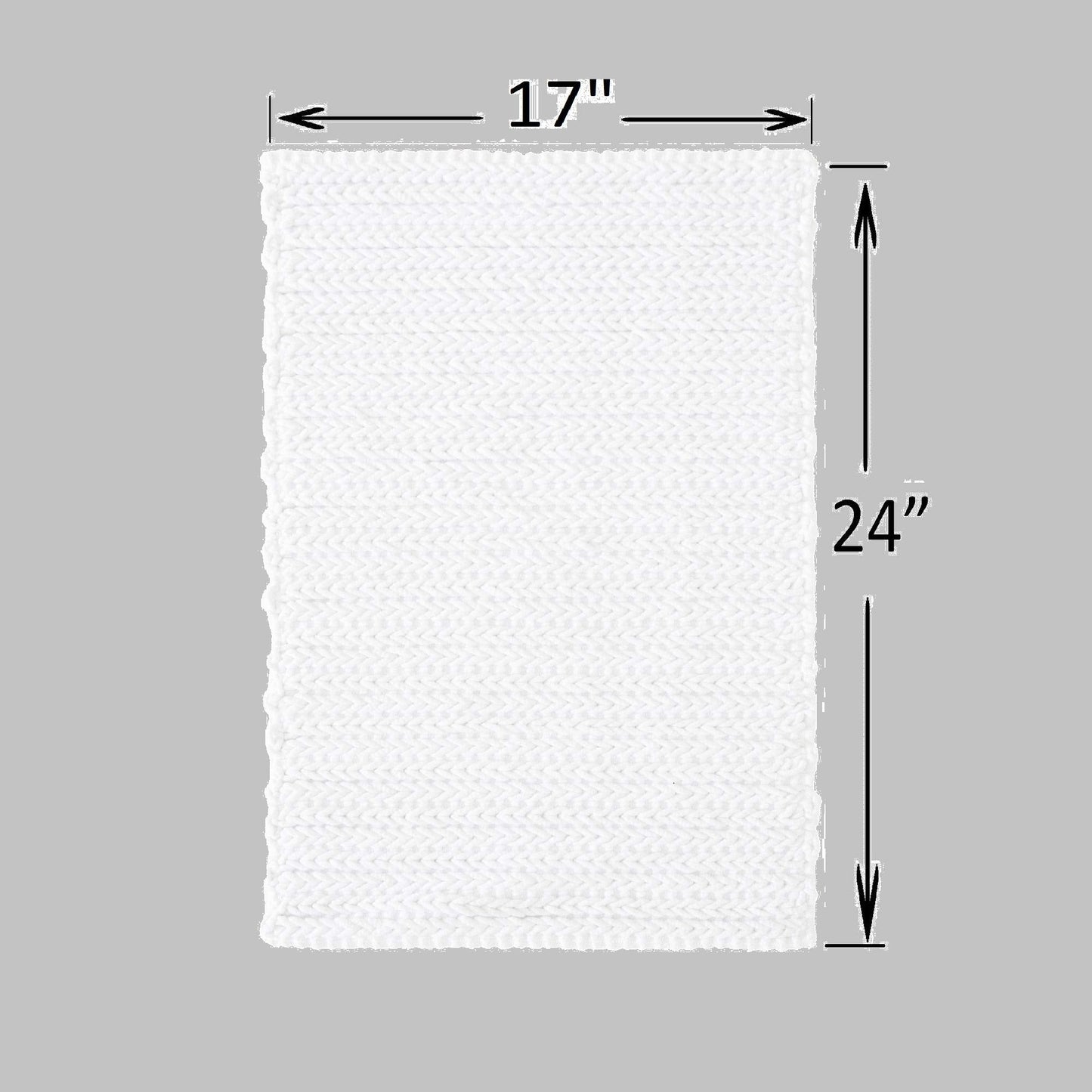 Madison Park Lasso 100% Cotton Chenille Chain Woven Stitch Bathroom Rug - Non Slip - Absorbent, Quick Dry Bath Mat, 17x24, White