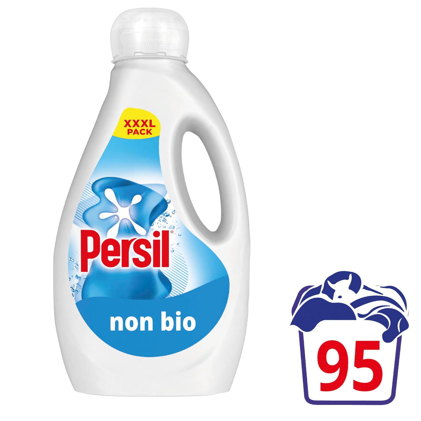 Persil Non Bio Laundry Washing Liquid Detergent outstanding stain removal in quick & cold washes tough on stains, gentle next to sensitive skin 95 washes (2.565 L)