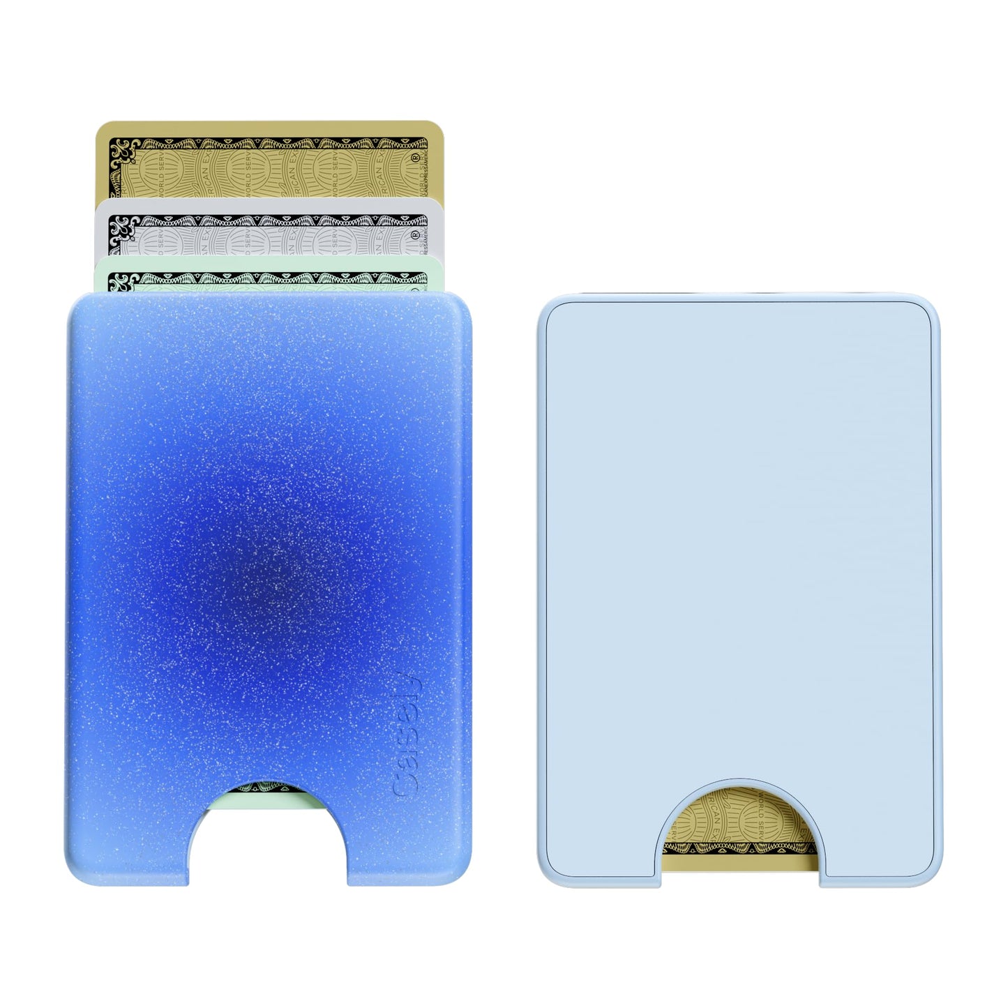 Casely MagWallet | Starfish Wishes | Coral Pink Shimmer | Slim Wallet Card Holder | Compatible with MagSafe | Soft-Touch Hard Silicone | Holds Up to 3 Cards