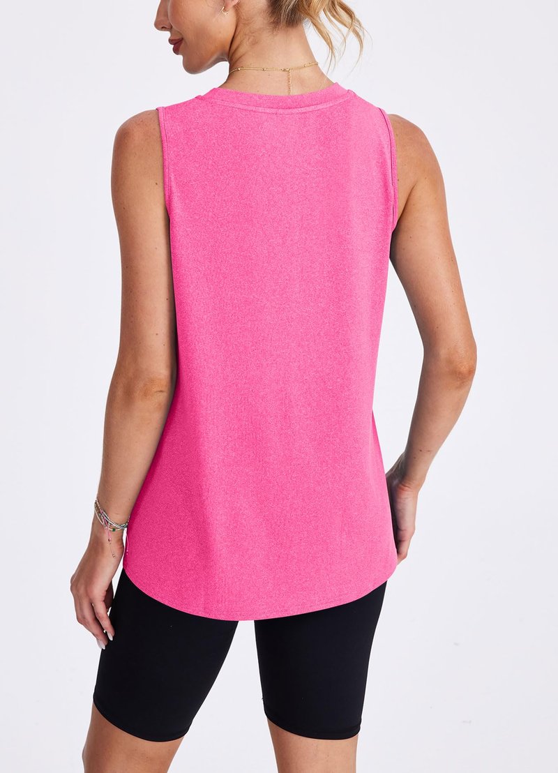 Summer Workout Tank Tops for Women Sleeveless Running Shirts Activewear Gym Yoga Tops Pink XXL