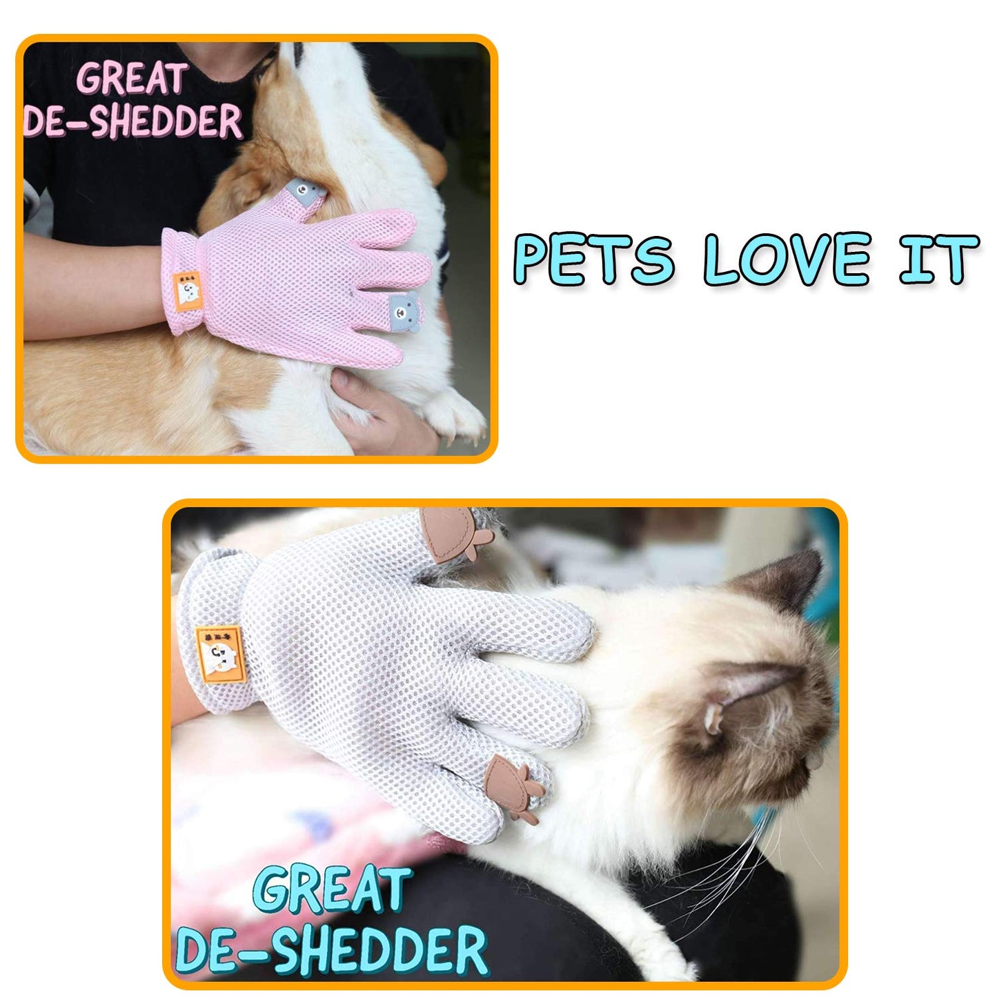 FURBB Pet Grooming Glove - Cat Dog Gentle Deshedding Brush Glove - Efficient Pet Hair Remover Massage Mitt - Enhanced Five Finger Design Perfect for Long Short Fur, Right Hand Pet Bathing (Green)