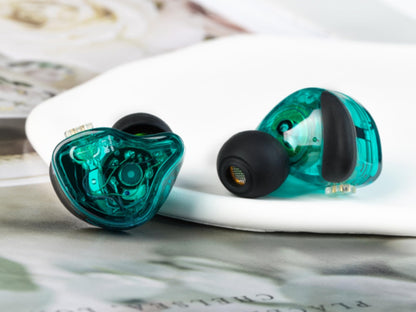 CCZ Melody inear Earphones Wired Gaming Earbuds 1DD 1BA Hybrid Drivers in-Ear Headphones iem Earbuds HIFI Bass with Ear fins, 4N OFC Cable for Drum, Studio, Editing, pc, Gaming (Green, without mic)