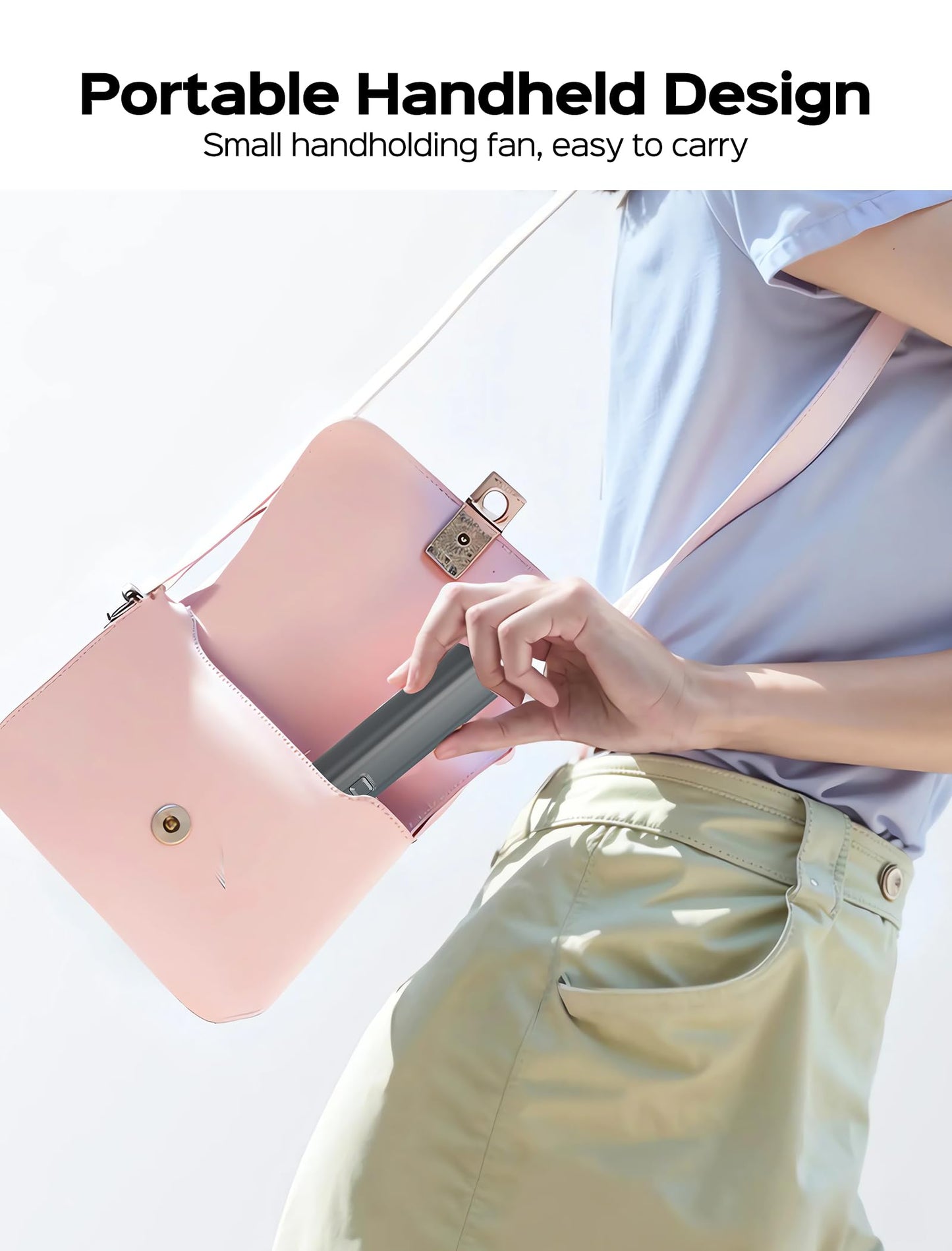 ERABAY Portable Handheld Fan, High Speed Cooling, 5 Speeds Adjustable, 4000mAh USB Rechargeable Mini Personal Hand Fan With Digital Display,Gifts for Women Men Travel/Camping/Outdoor-Dark Blue