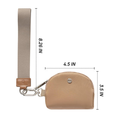 Mini Zip Around Wristlet Keychain Wallet for Women Dual Pouch Wristlet Portable Wallet Coin Purse Mini Women Coin Pocket, Khaki+Brown