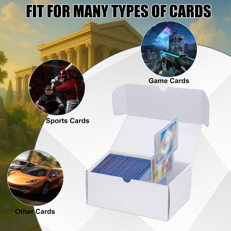 XRACV Toploader Trading Card Storage Box, 4-Pack 100 Count White Corrugated Cardboard Bulk Sports Top Loaders Storage Box for TCG/Magic/Mtg Basketball Cards, Collectible Trading Card Organizer