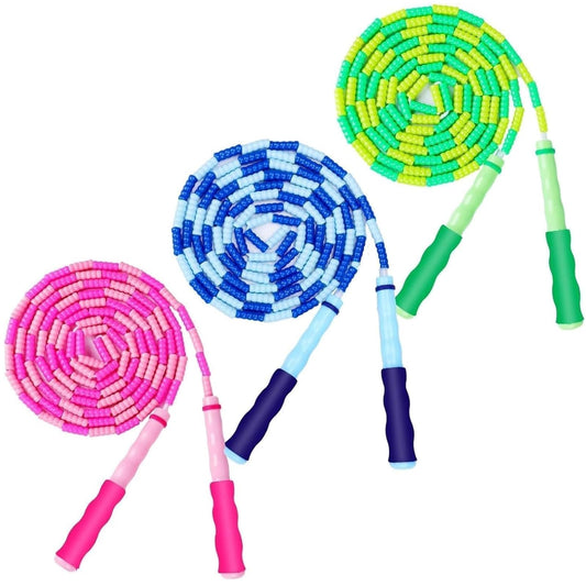 GRAWUN Jump Rope For Kids, Soft Beaded Jump Rope, Adjustable Length Tangle-Free Segmented Soft Beaded Skipping Rope, for Women, Men and Kids Keeping Fit, Workout and Weight Loss