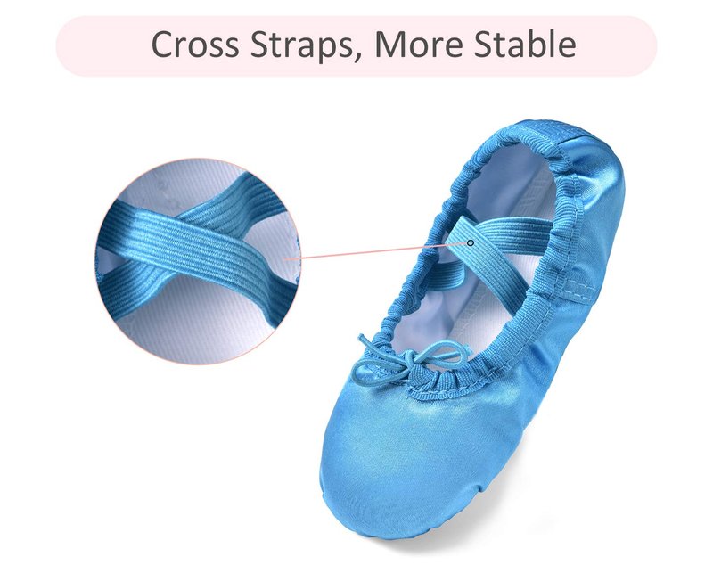 Stelle Ballet Shoes for Girls Satin/Ribbons Ballet Slippers Dance Shoes(Toddler/Little/Big Kids)(Blue,7MT)