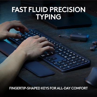 Logitech MX Keys S Wireless Keyboard, Low Profile, Fluid Quiet Typing, Programmable , Backlighting, Bluetooth, USB C Rechargeable, for Windows PC, Linux, Chrome, Mac, QWERTY UK English - Graphite