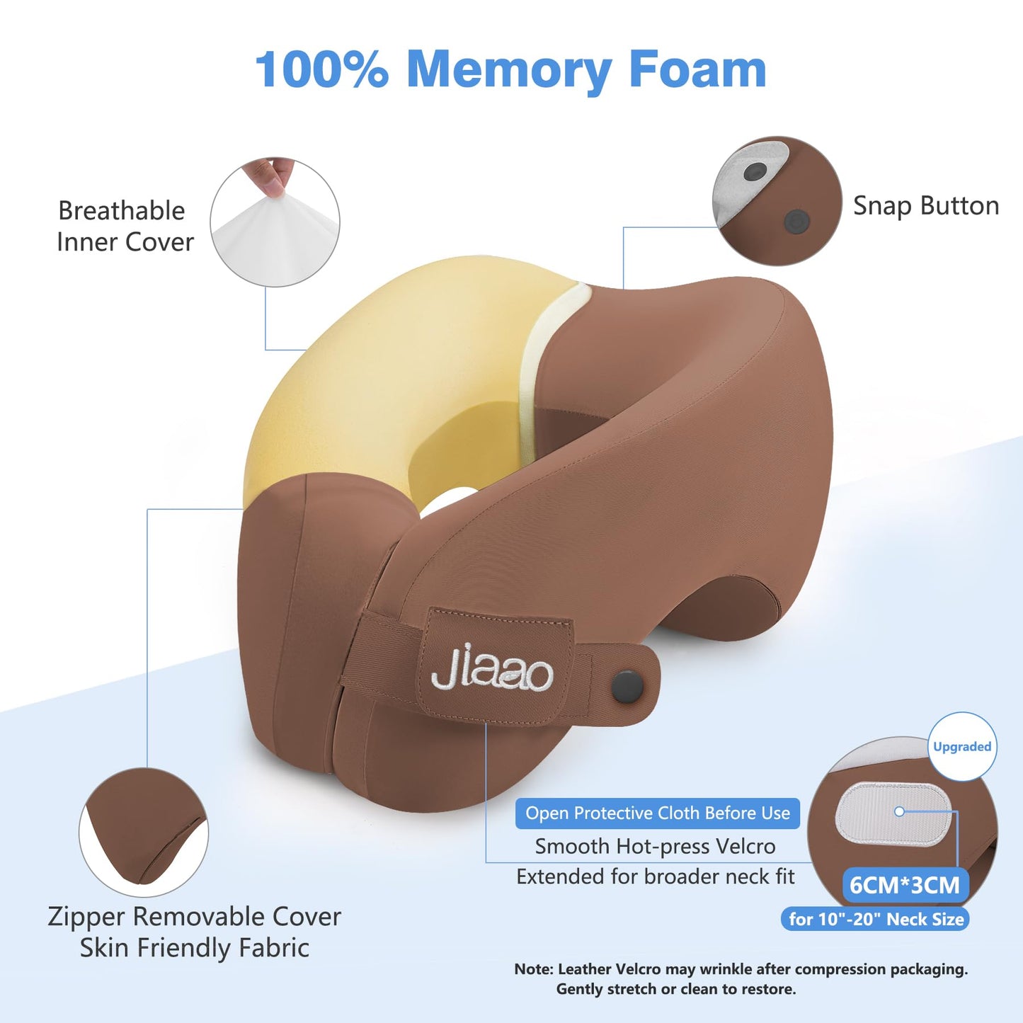 jiaao Travel Neck Pillow, Advanced Neck Support for International Flights, 3D Eye Masks, Ear Plugs and Storage Bag, Memory Foam U-Shaped Pillow for Travel, Sleep Rest, Trains, Road Trips