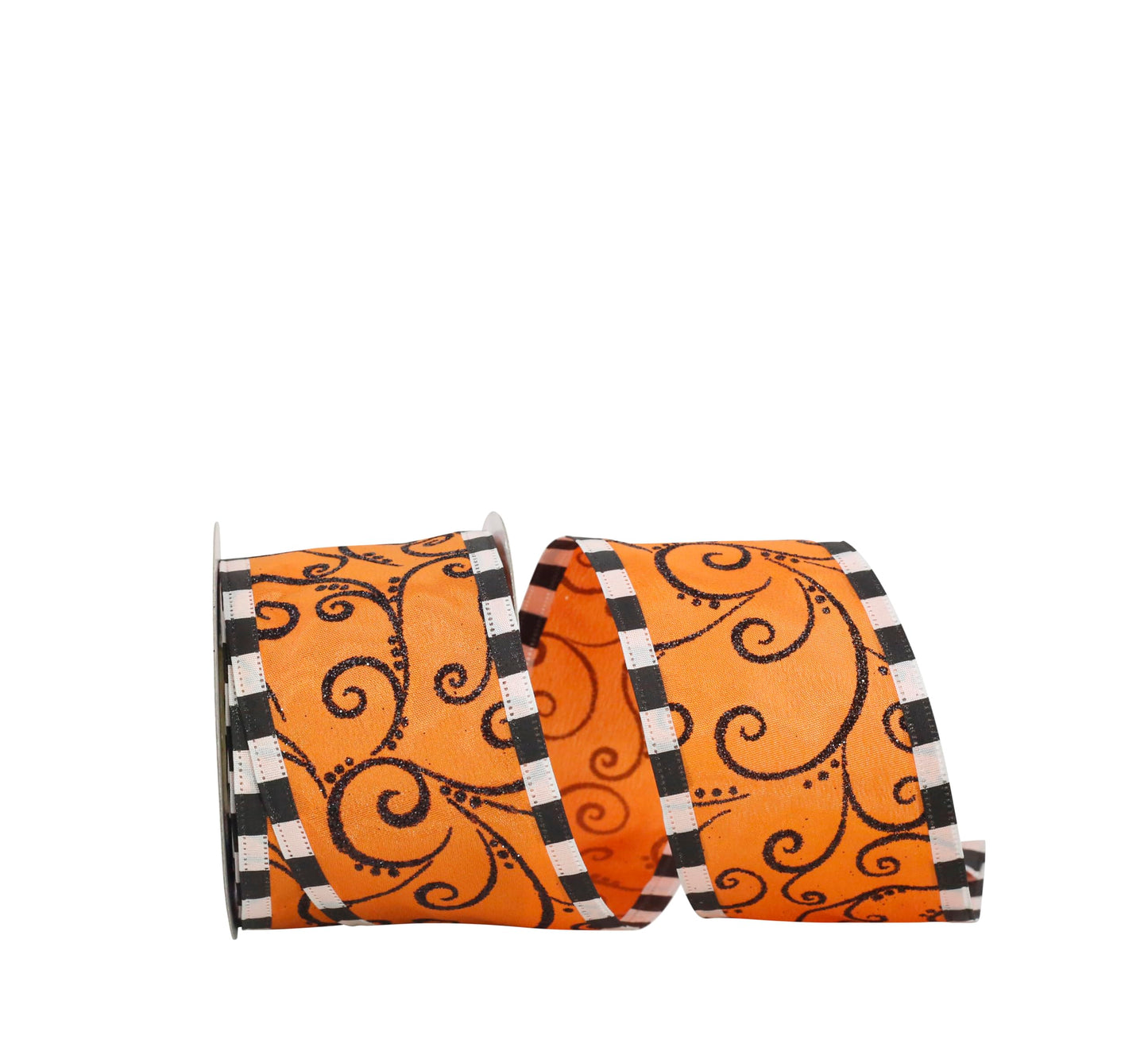 Reliant Ribbon 90564W-517-40F Halloween Swirl Mix Wired Edge Ribbon, 2-1/2 Inch X 10 Yards, Orange/black