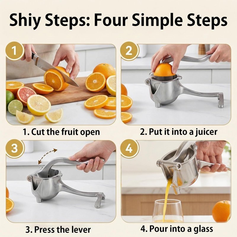 Heavy Duty Cast Iron Juicer Manual Hand Press, Stainless Steel Fruit Juice Squeezer for Lemon & Orange, Citrus Press Juicer (1PC)