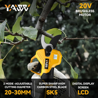 Brushless Electric Pruning Shears for DeWalt 20V Battery, Portable Cordless Pruning Shears with LCD Display＆SK5 Blades, Adjustable Cutting Diameter 0.8-1.2 Inch for Gardening Tree Pruning(NO Battery)