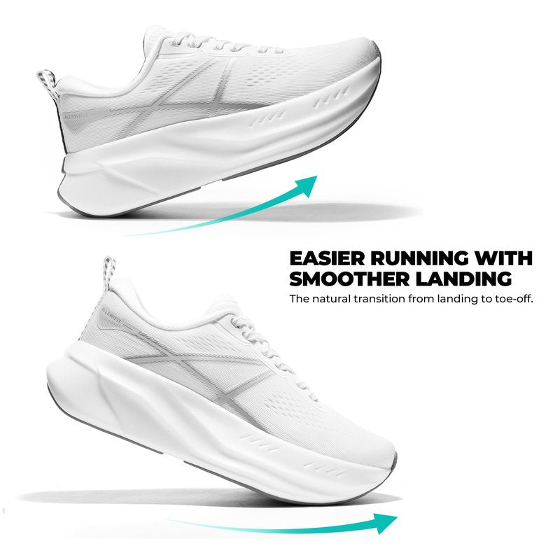 ALLSWIFIT Women's Road Running Shoes Cushion Tennis Shoes Non-Slip Comfortable Lightweight Gym Workout Athletic Arch Support Walking Sneakers Active5K,Size 7,White,AWUMRS2503
