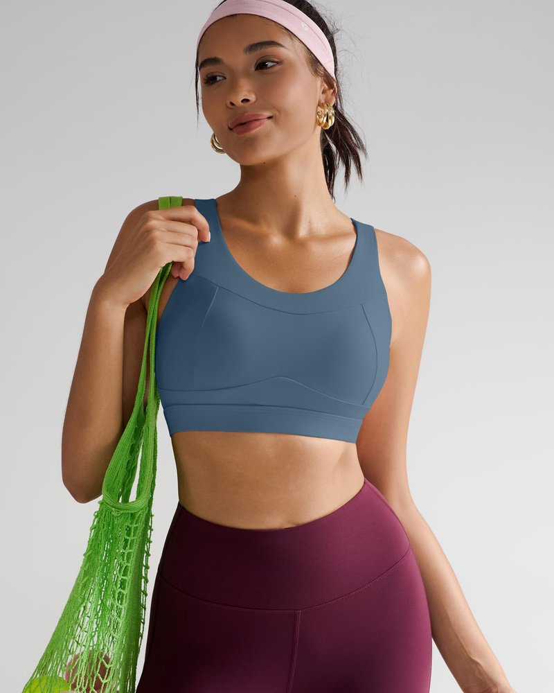 RUNNING GIRL High Impact Sports Bras for Women,Racerback Running Bra Workout Crop Tank Tops Longline Sports Bra Push up(WX2667 Navy Blue XL)