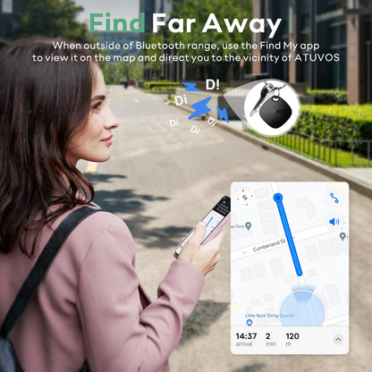 ATUVOS Air Tag Tracker Item Finder-2 Pack, Compatible with Apple Find My (iOS Only), Replaceable Battery, IP67 Waterproof, for Keys, Luggages, Suitcases, Wallets, Bags, Black