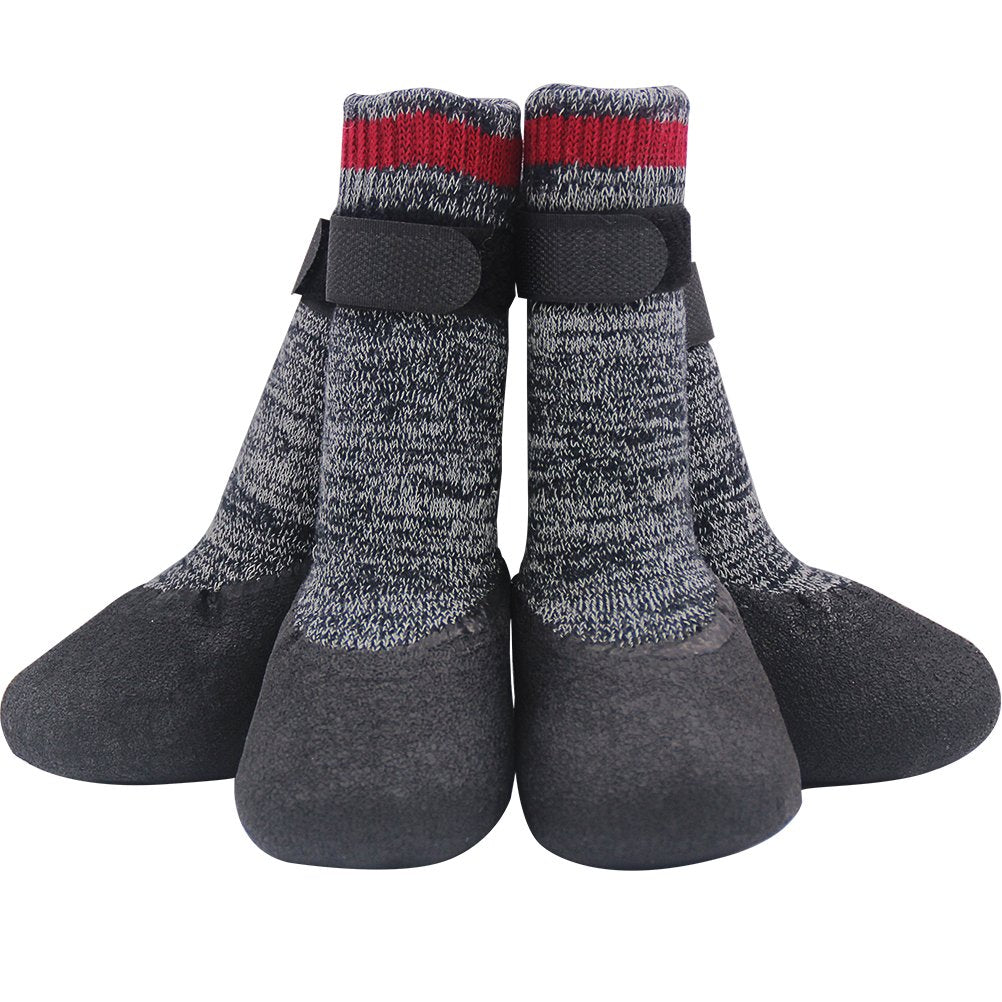 Mihachi Dog Socks Winter Paw Protectors Silicone Sole Anti-Slip Waterproof Boots,L