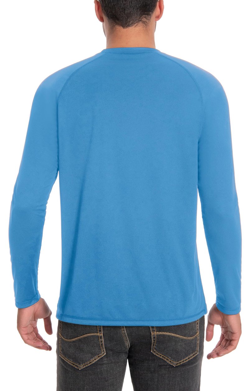 Runceptual Men's Sun Protection Shirts UPF 50+ UV Long Sleeve Rash Guard Shirts Lightweight Quick Dry for Fishing Swimming Running Hiking Powder Blue L