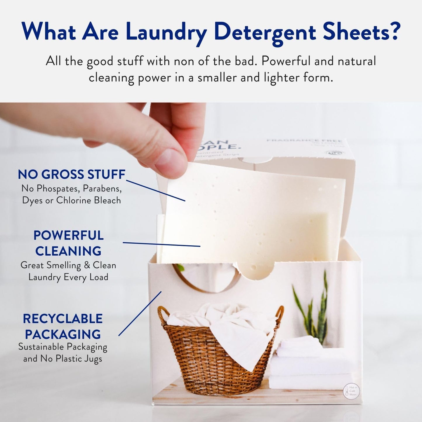 Clean People Laundry Detergent Sheets - Recyclable Packaging, Hypoallergenic, Stain Fighting - Ultra Concentrated, Laundry Soap - Fresh Scent, 32 Pack