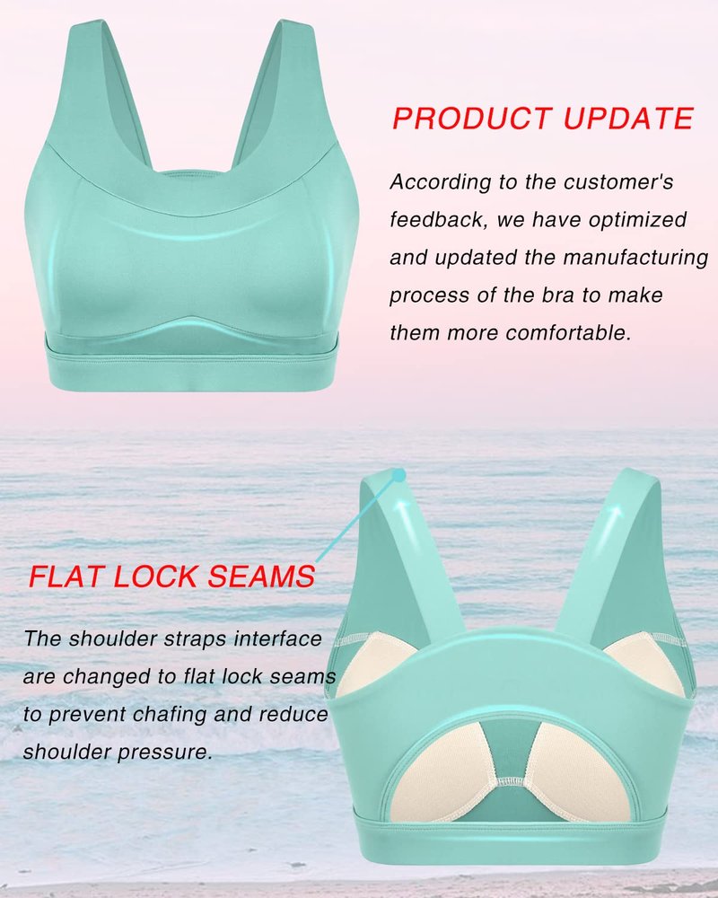 RUNNING GIRL High Impact Sports Bras for Women,Racerback Green Bra Workout Crop Tank Tops Longline Sports Bra Push up(WX2667 Green M)