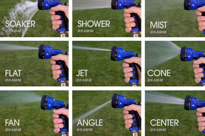 Dramm Revolver Heavy Duty 9 Pattern Quick Click Adjustable Garden Hose Spray Nozzle with Trigger Style Handle, for your Car, Boat, Deck, Sidewalk, Flowers and Young Trees, Orange