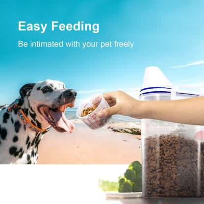 TBMax 2L/5L Pet Food Storage Container for Dogs/Cats - Portable Dog Food Container for Dry Food, Small BPA-free Plastic Cat Food Storage Container with Lid and Measuring Cup, Pour Spout(2Liter)