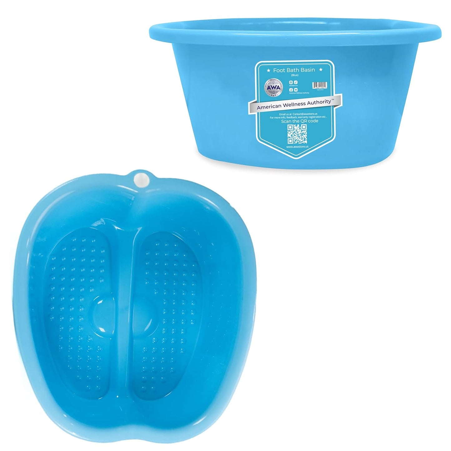 American Wellness Authority AWA Extra Large foot bath basin - Sturdy plastic soak tub For Soaking feet and Pedicure At Home Spa Kit Women Men (Grey Basin), 1.0 Count