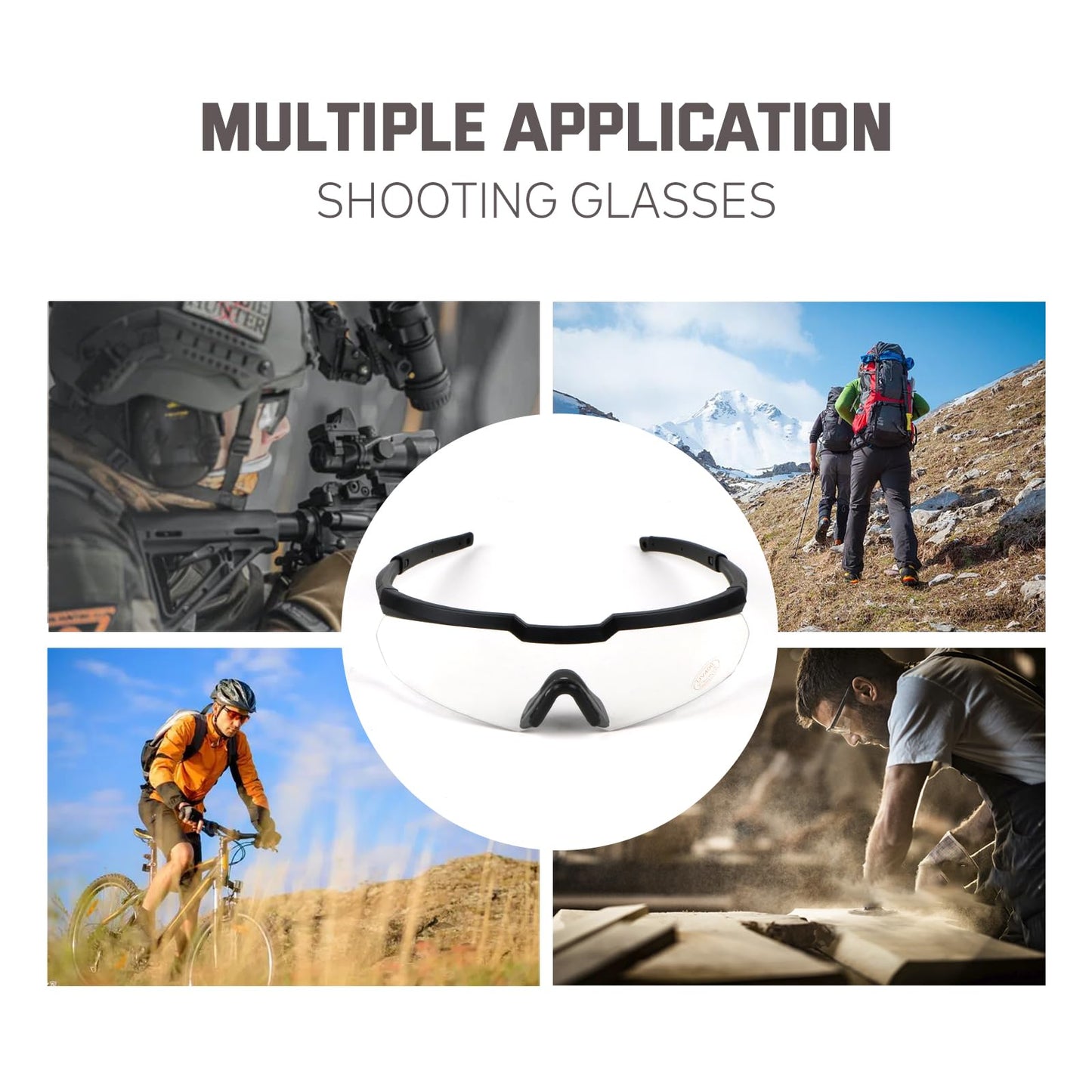 TACBAND Clear Shooting Safety Glasses for Men and Women, Anti-Fog UV Eye Protection Hunting and Shooting Gun Range Eyewear, Clear Safety Glasses with Flexible Frame