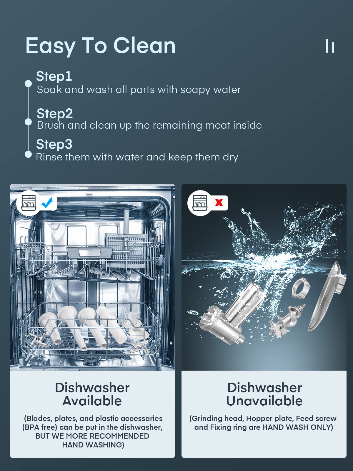 Electric Meat Grinder, Sausage Stuffer with 3 Sausage Tubes, 2 Blades, 3 Plates, 3200W Max, Meat Grinder Heavy Duty for Home Kitchen Use, Stainless Steel (Black)