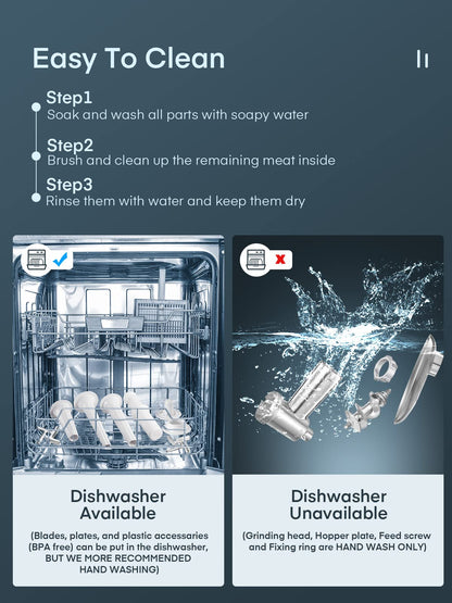 Electric Meat Grinder, Sausage Stuffer with 3 Sausage Tubes, 2 Blades, 3 Plates, 3200W Max, Meat Grinder Heavy Duty for Home Kitchen Use, Stainless Steel (Black)