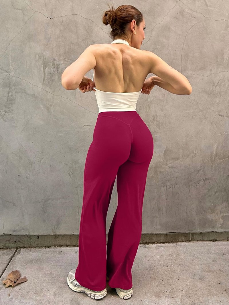 YEOREO Workout Leggings Womens No Front Seam Straight Leggings 29" High Waist Buttery Eddiy Gym Yoga Pants Ruby Red M