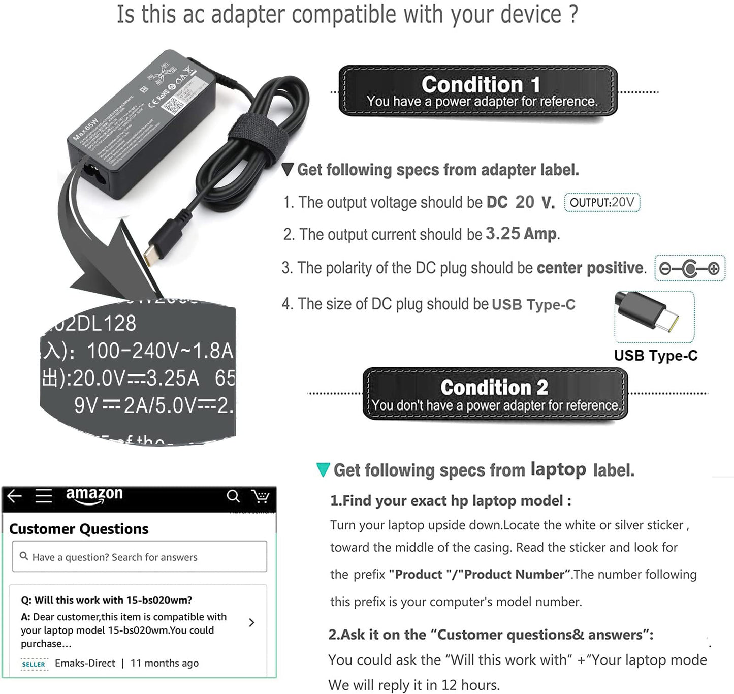 65W USB C Laptop Charger Replacement for Lenovo Thinkpad/Yoga/Chromebook, ADLX65YDC2A Lenovo Laptop Charger